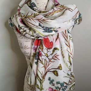 Summer Garden Scarf Wrap Floral Soft Chic & Romantic Extra Large Scarf